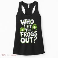Who Let The Frogs Out Green Frog Lover  Women's Tank Top thumb 0