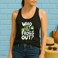 Who Let The Frogs Out Green Frog Lover  Women's Tank Top thumb 2