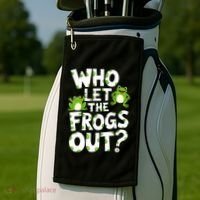 Who Let The Frogs Out Green Frog Lover  Golf Towel thumb 2