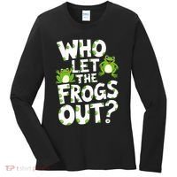 Who Let The Frogs Out Green Frog Lover  Women's Long Sleeve Shirt thumb 0