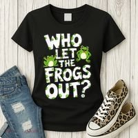 Who Let The Frogs Out Green Frog Lover  Women's T-Shirt thumb 3