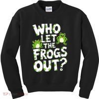 Who Let The Frogs Out Green Frog Lover  Kids Sweatshirt thumb 0