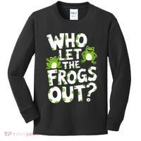 Who Let The Frogs Out Green Frog Lover  Kids Long Sleeve Shirt thumb 0