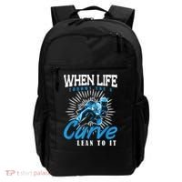 When Life Throws You A Curve Lean Into It Motorcycle Backpack thumb 0