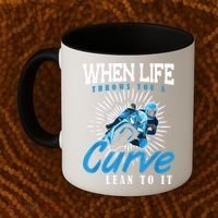 When Life Throws You A Curve Lean Into It Motorcycle Coffee Mug thumb 2