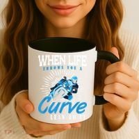 When Life Throws You A Curve Lean Into It Motorcycle Coffee Mug thumb 3