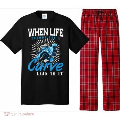 When Life Throws You A Curve Lean Into It Motorcycle Pajama Set