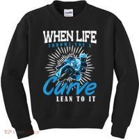 When Life Throws You A Curve Lean Into It Motorcycle Kids Sweatshirt thumb 0