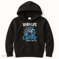 When Life Throws You A Curve Lean Into It Motorcycle Kids Hoodie thumb 0