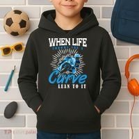 When Life Throws You A Curve Lean Into It Motorcycle Kids Hoodie thumb 2