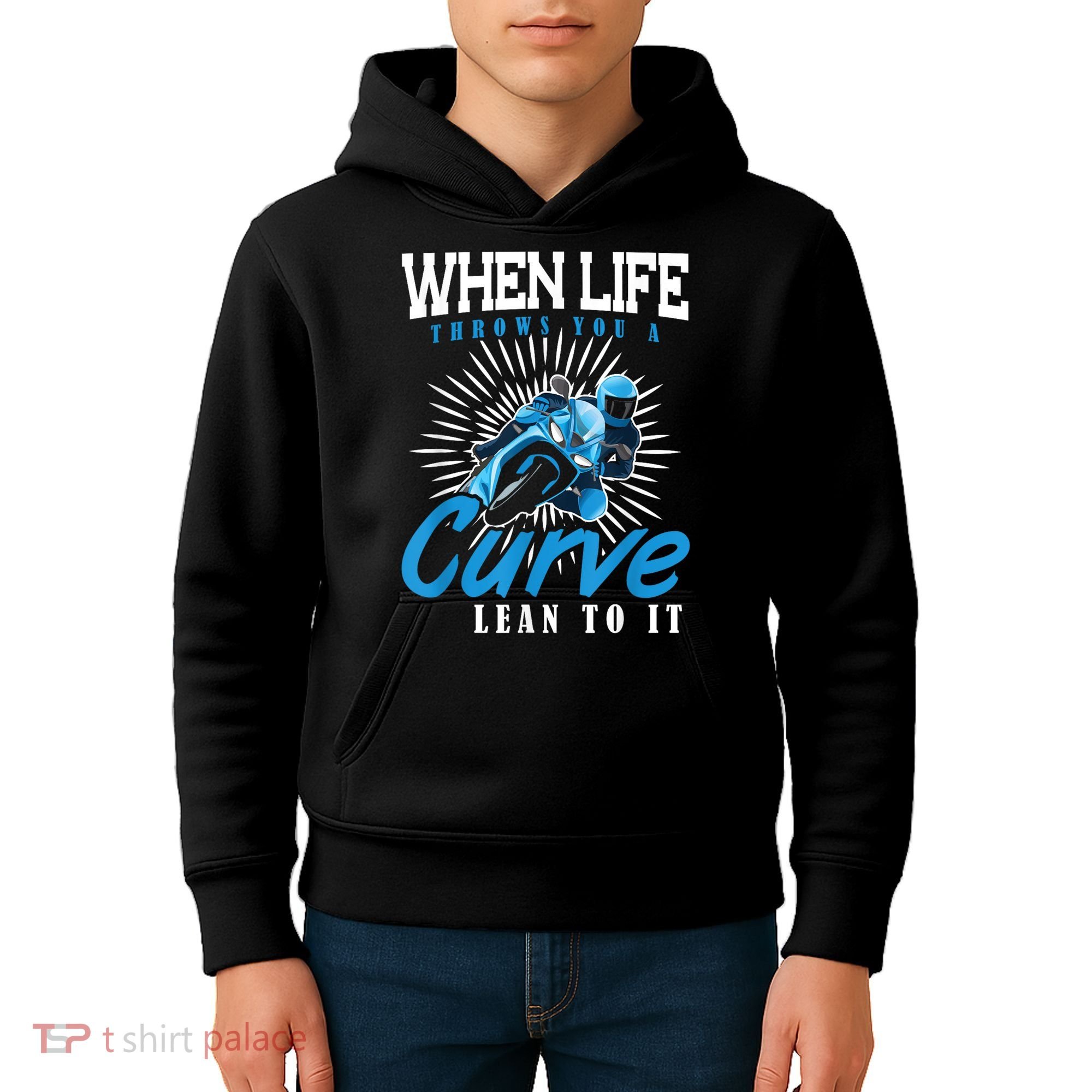 When Life Throws You A Curve Lean Into It Motorcycle Kids Hoodie
