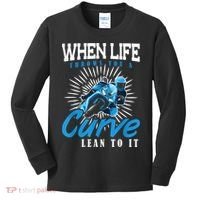 When Life Throws You A Curve Lean Into It Motorcycle Kids Long Sleeve Shirt thumb 0