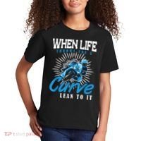 When Life Throws You A Curve Lean Into It Motorcycle Kids T-Shirt thumb 2