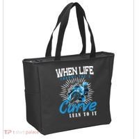 When Life Throws You A Curve Lean Into It Motorcycle Tote Bag thumb 2