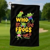 Who Let The Frogs Out Cute Gift Golf Towel thumb 1