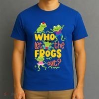Who Let The Frogs Out Cute Gift T-Shirt thumb 3
