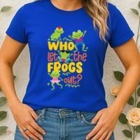 Who Let The Frogs Out Cute Gift Women's T-Shirt thumb 2