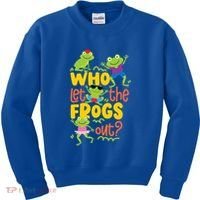 Who Let The Frogs Out Cute Gift Kids Sweatshirt thumb 0