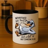 Whatever Life Throws At You Funny Funny Duck Meme Coffee Mug thumb 4