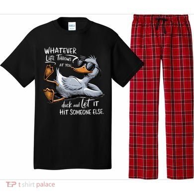 Whatever Life Throws At You Funny Funny Duck Meme Pajama Set