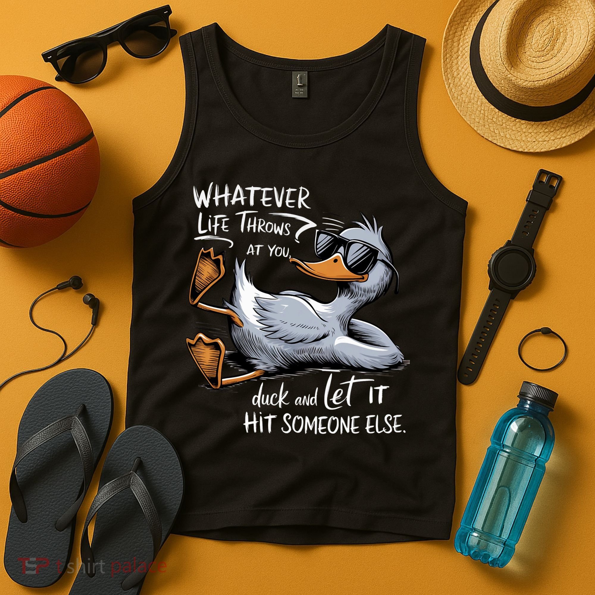 Whatever Life Throws At You Funny Funny Duck Meme Tank Top