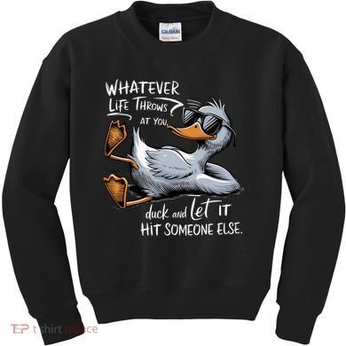Whatever Life Throws At You Funny Funny Duck Meme Kids Sweatshirt