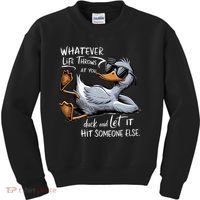 Whatever Life Throws At You Funny Funny Duck Meme Kids Sweatshirt thumb 0