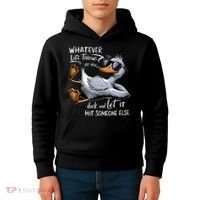 Whatever Life Throws At You Funny Funny Duck Meme Kids Hoodie thumb 4