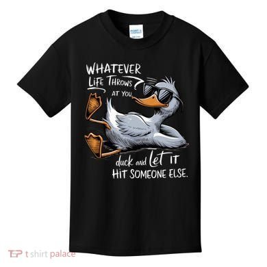 Whatever Life Throws At You Funny Funny Duck Meme Kids T-Shirt