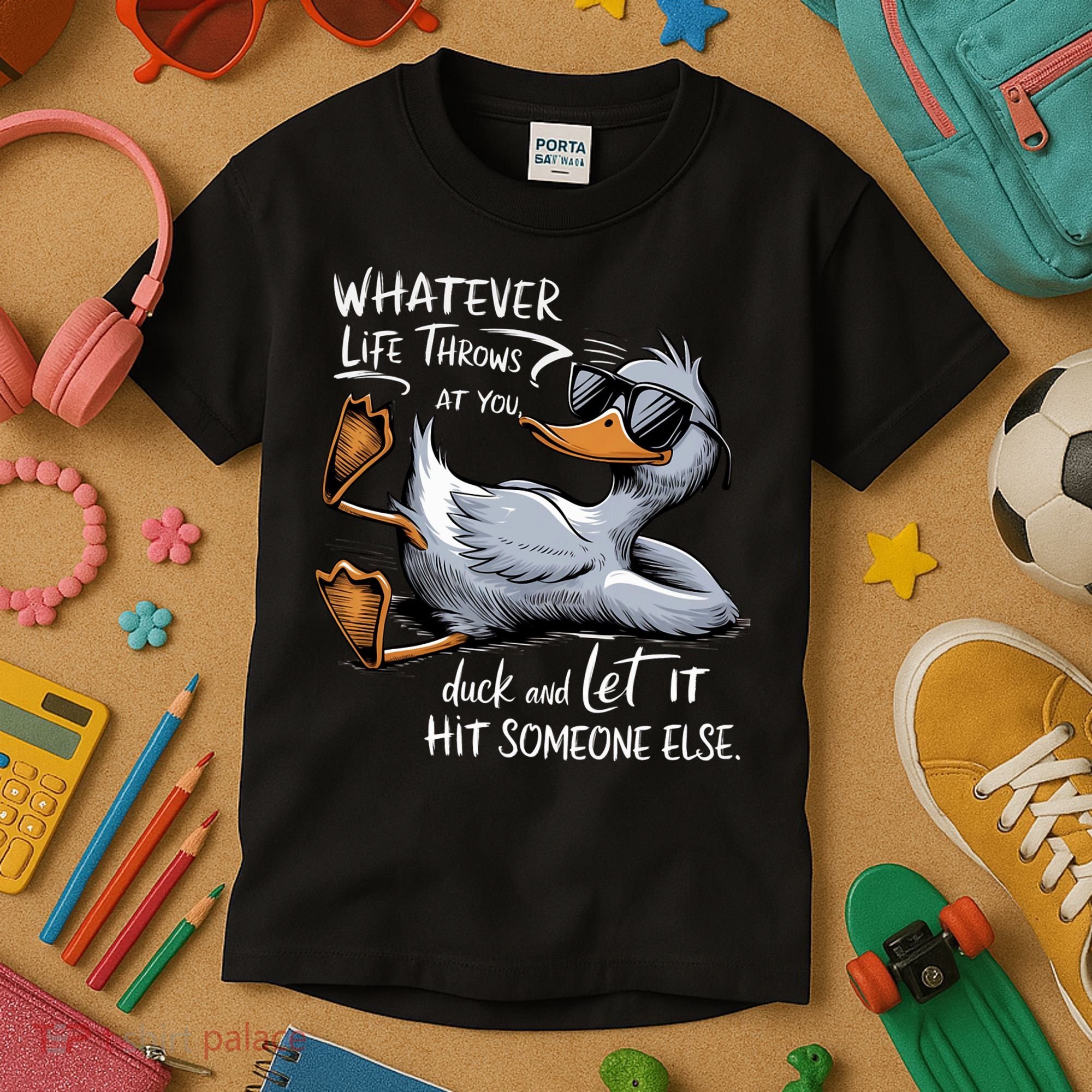 Whatever Life Throws At You Funny Funny Duck Meme Kids T-Shirt