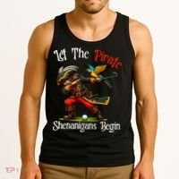 Wo Let The Pirate Shenanigans Begin Golf Pirate Halloween. Tank Top thumb 3