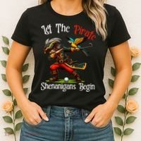 Wo Let The Pirate Shenanigans Begin Golf Pirate Halloween. Women's T-Shirt thumb 2