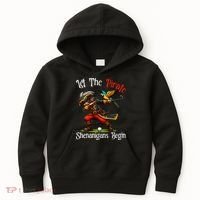 Wo Let The Pirate Shenanigans Begin Golf Pirate Halloween. Kids Hoodie thumb 0
