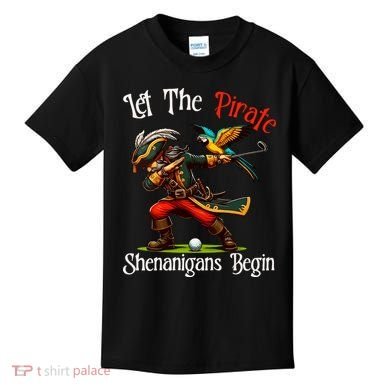 Wo Let The Pirate Shenanigans Begin Golf Pirate Halloween. Kids T-Shirt