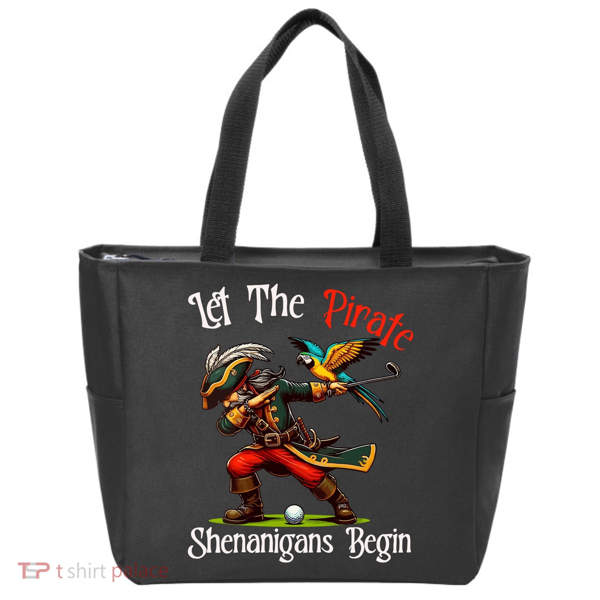 Wo Let The Pirate Shenanigans Begin Golf Pirate Halloween. Tote Bag