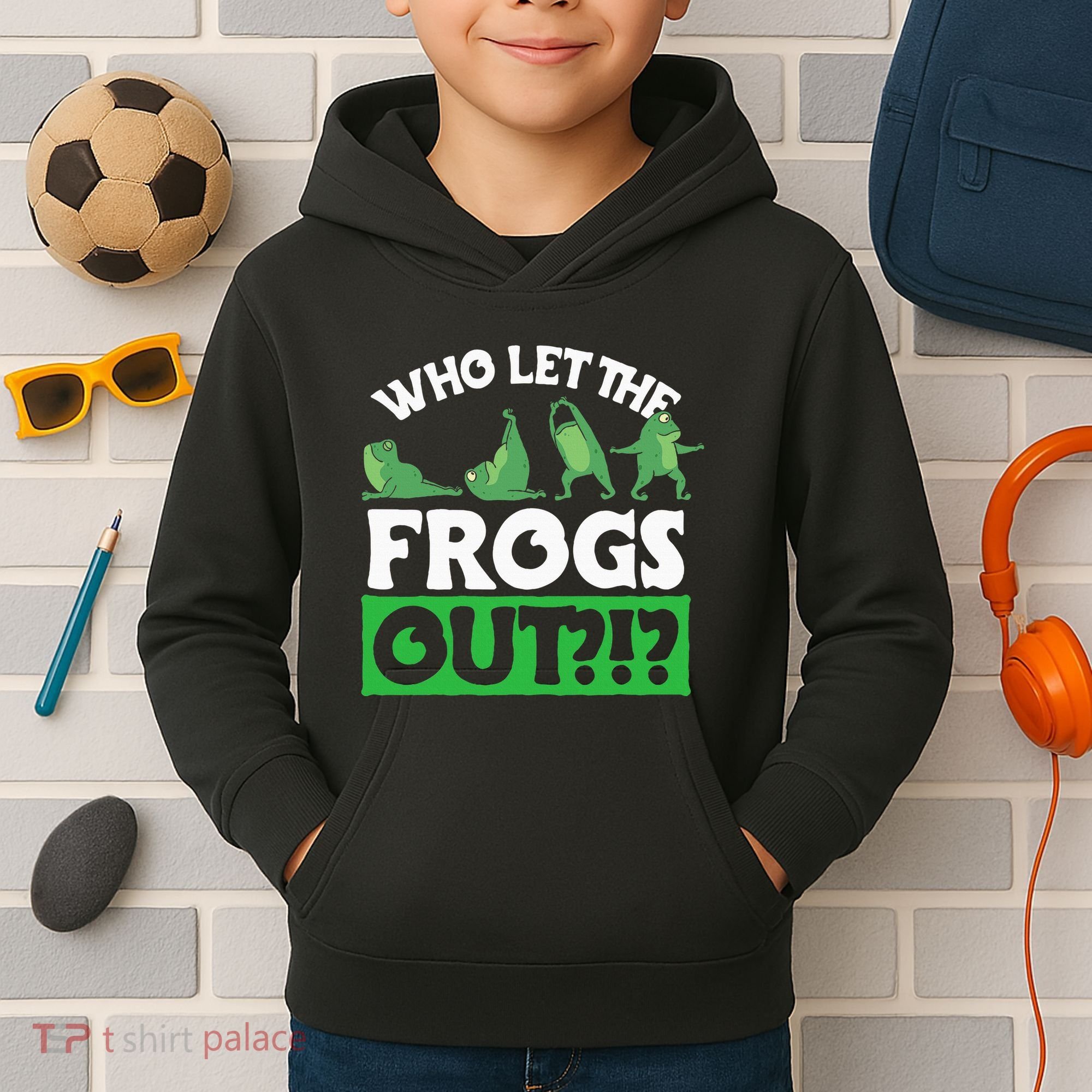 Who Let The Frogs Out Kids Hoodie