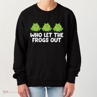 Who Let The Frogs Out Cute Frog Squad Frog Lovers Women's Sweatshirt thumb 0