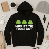 Who Let The Frogs Out Cute Frog Squad Frog Lovers Hoodie thumb 3