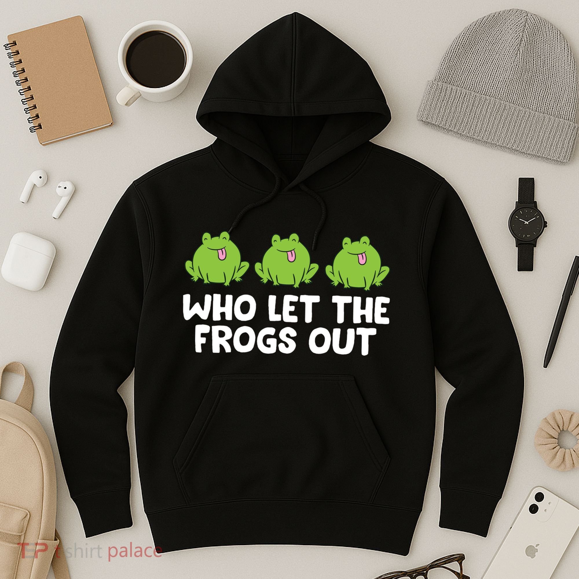 Who Let The Frogs Out Cute Frog Squad Frog Lovers Hoodie