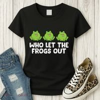 Who Let The Frogs Out Cute Frog Squad Frog Lovers Women's T-Shirt thumb 3
