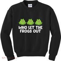Who Let The Frogs Out Cute Frog Squad Frog Lovers Kids Sweatshirt thumb 0