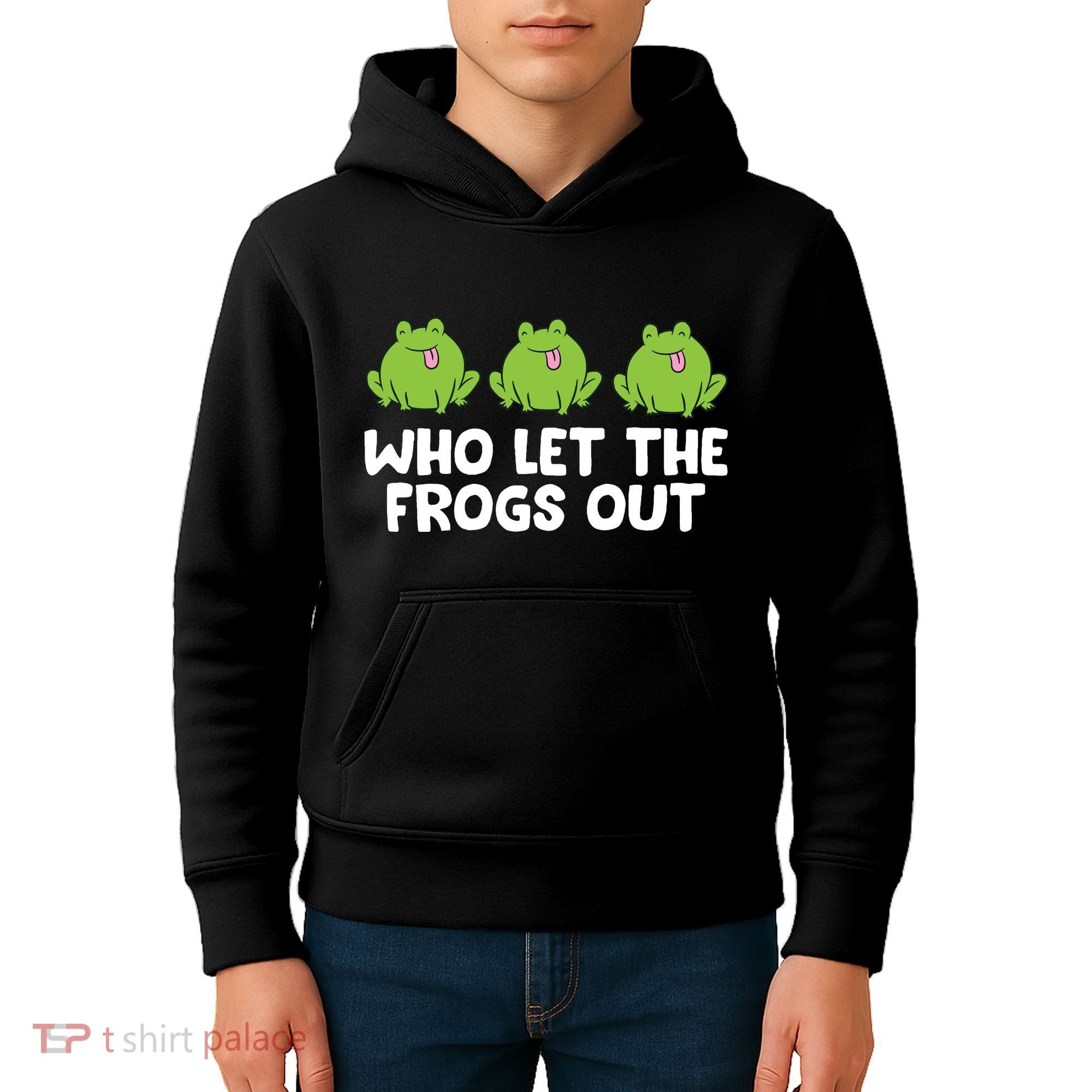 Who Let The Frogs Out Cute Frog Squad Frog Lovers Kids Hoodie