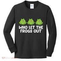 Who Let The Frogs Out Cute Frog Squad Frog Lovers Kids Long Sleeve Shirt thumb 0