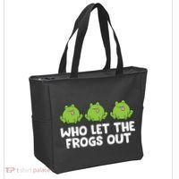 Who Let The Frogs Out Cute Frog Squad Frog Lovers Tote Bag thumb 2