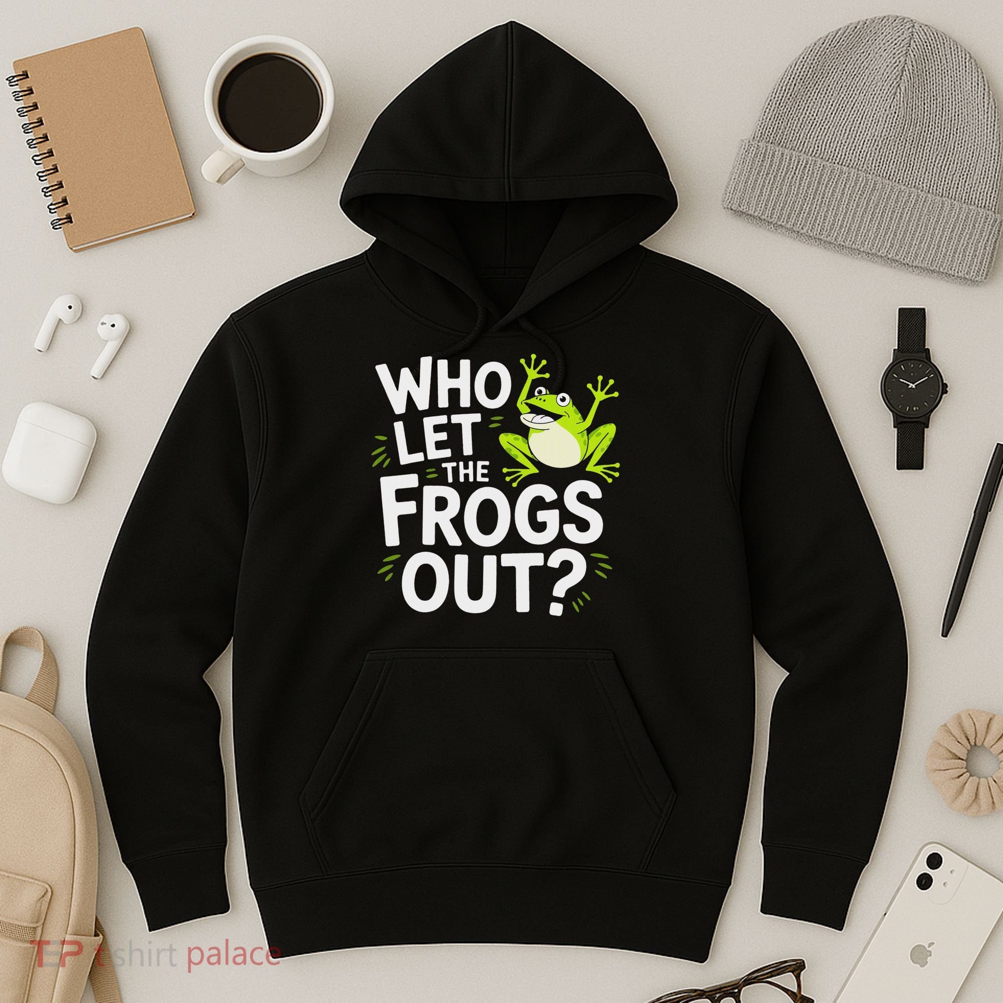 Who Let The Frogs Ou Funny Frog Lovers Hoodie