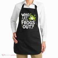 Who Let The Frogs Ou Funny Frog Lovers Apron thumb 2