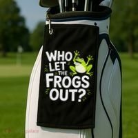 Who Let The Frogs Ou Funny Frog Lovers Golf Towel thumb 2