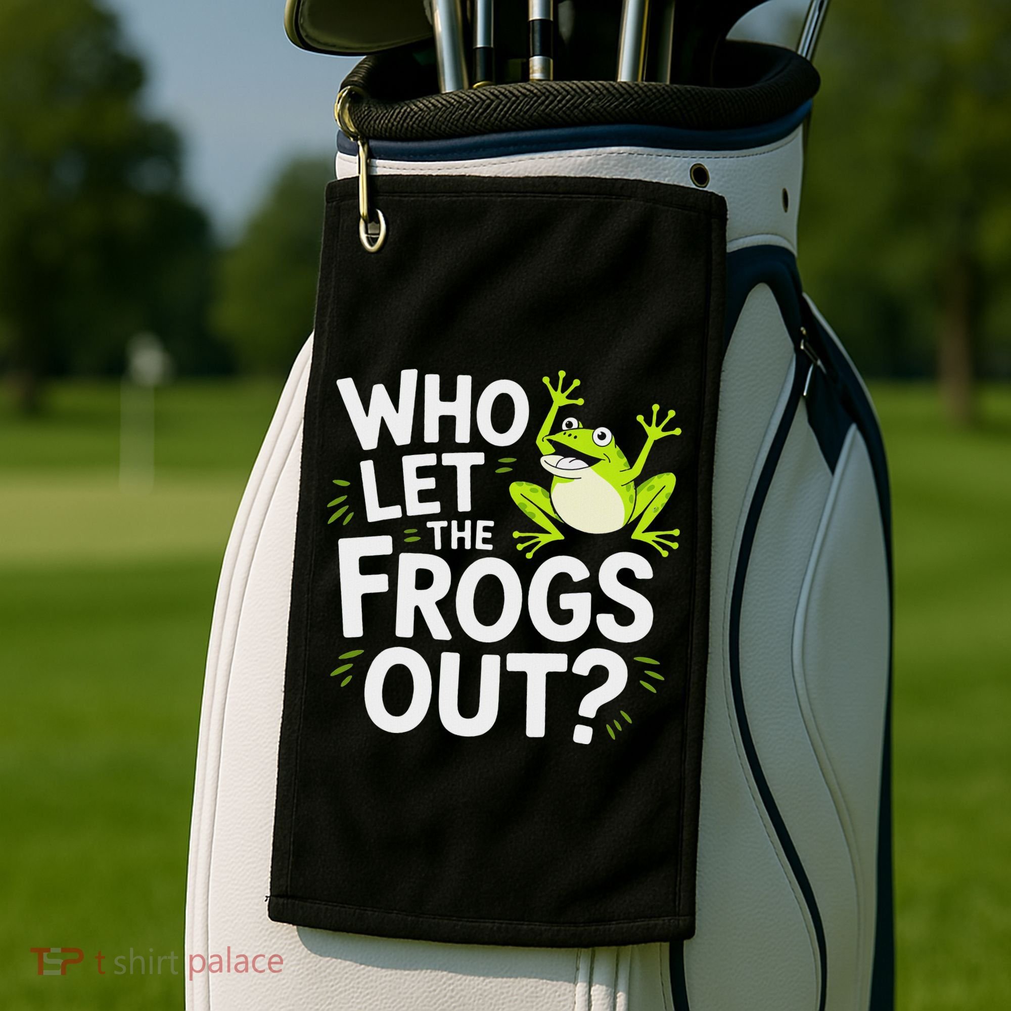 Who Let The Frogs Ou Funny Frog Lovers Golf Towel
