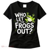 Who Let The Frogs Ou Funny Frog Lovers Women's T-Shirt thumb 0