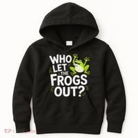 Who Let The Frogs Ou Funny Frog Lovers Kids Hoodie thumb 0